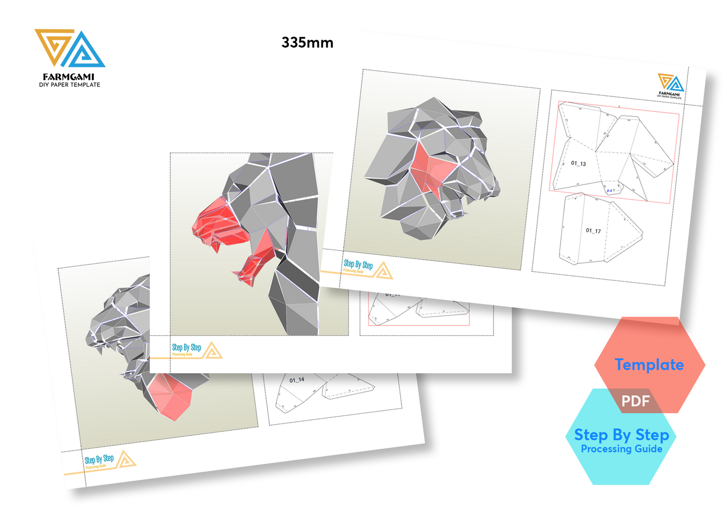 Lion head Paper Model template |Lion head paper Sculpture |Lion head Papercraft Kit DIY 3D Paper Crafts