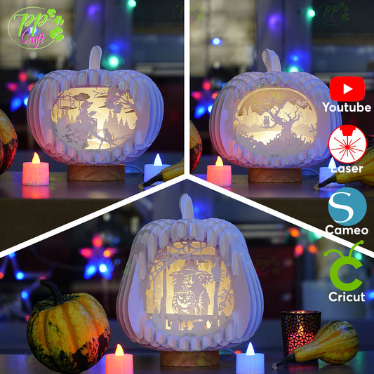 Combo 3 Pumpkin Shadow light Pop Up with the halloween partten SVG for Cricut Machine, Halloween gift Template, DIY Paper Lanterns