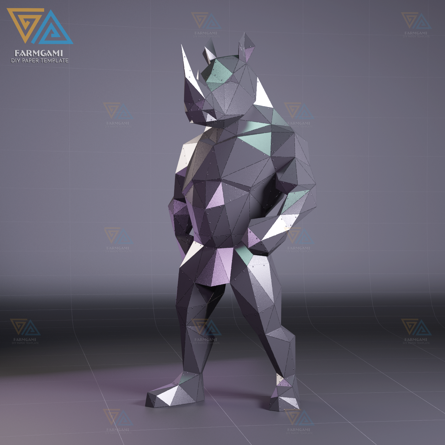 Rhino Warrior DXF File | 3D Metal Laser Cut Template | DIY Animal Soldier Sculpture | CNC Ready Wall Art | Digital Download