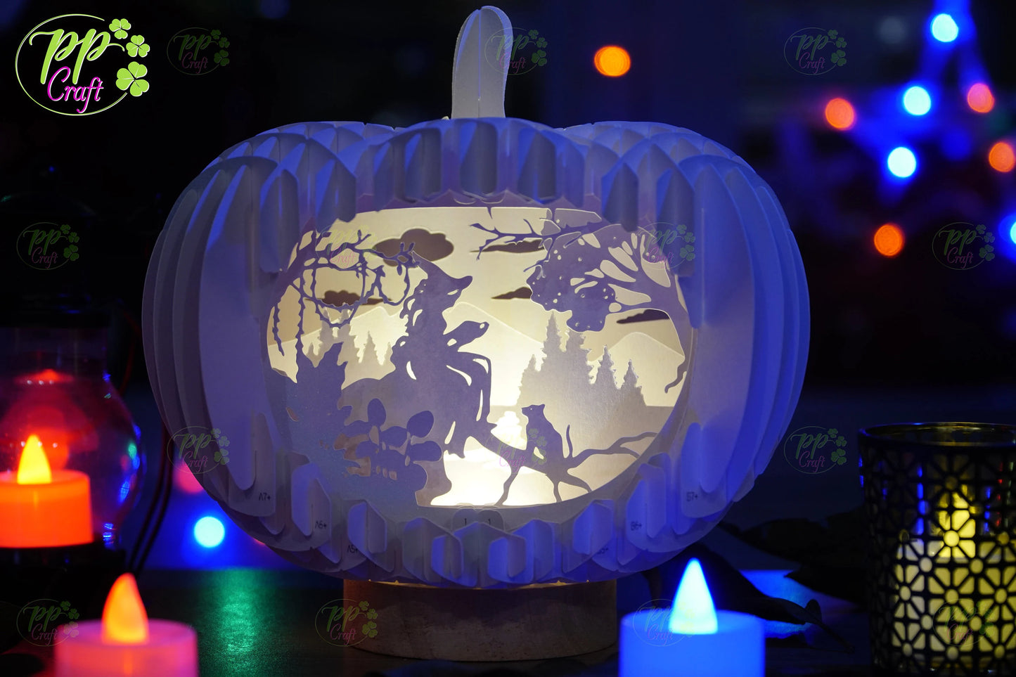 The The princess with the cat Pumpkin Light shadow pop up 3D, Cameo, Cricut and Laser cut machine, Halloween night light gift