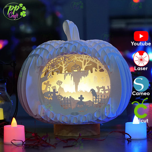 Lonely dummy Pumpkin Light shadow pop up 3D, Cameo, Cricut and Laser cut machine, Halloween night light gift