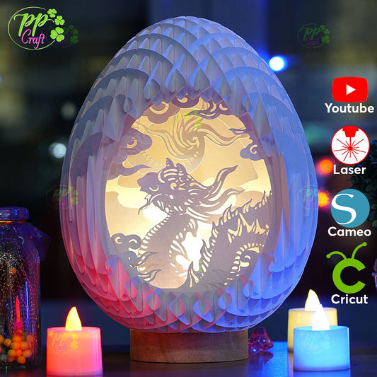 Dragon Arts Eggs Pop Up Light Box SVG Template, Egg SVG for Cricut Machine, arts gift Template - Egg Lightbox, DIY Paper Lanterns