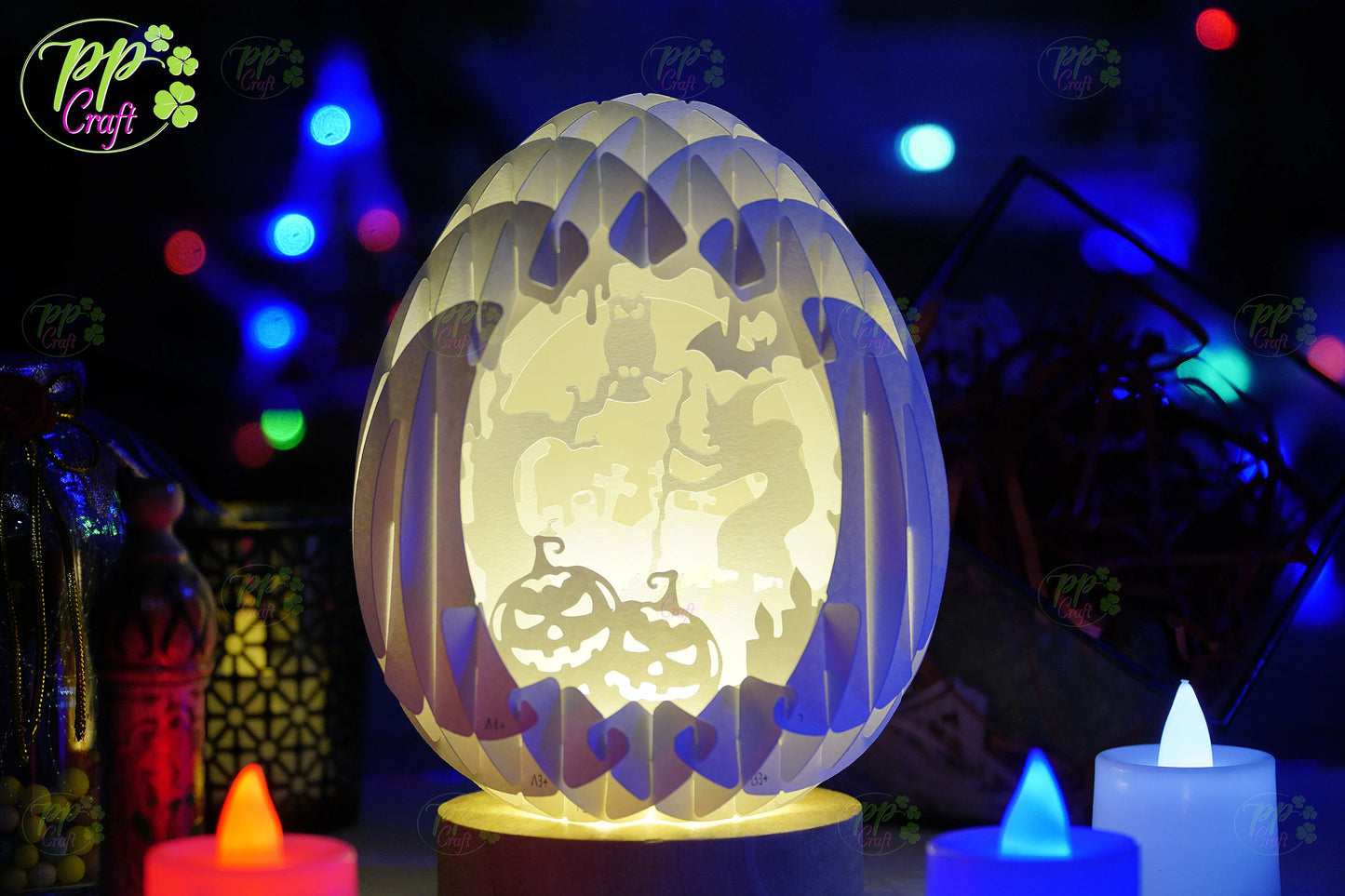 Combo 4 Mini Egg Shadow light Pop Up with the halloween partten SVG for Cricut Machine, Halloween gift Template, DIY Paper Lanterns