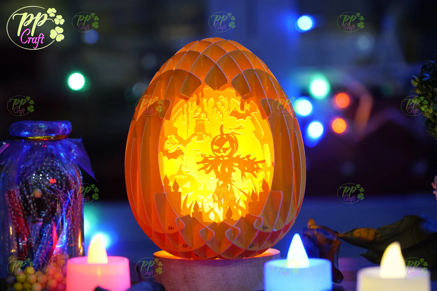 Combo 4 Mini Egg Shadow light Pop Up with the halloween partten SVG for Cricut Machine, Halloween gift Template, DIY Paper Lanterns